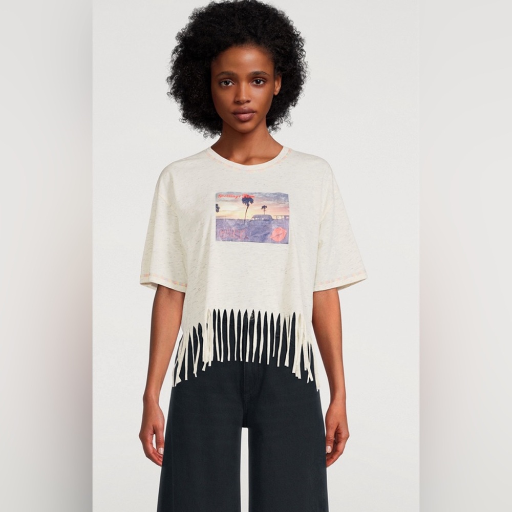 Ganni Cropped Fringe T-Shirt